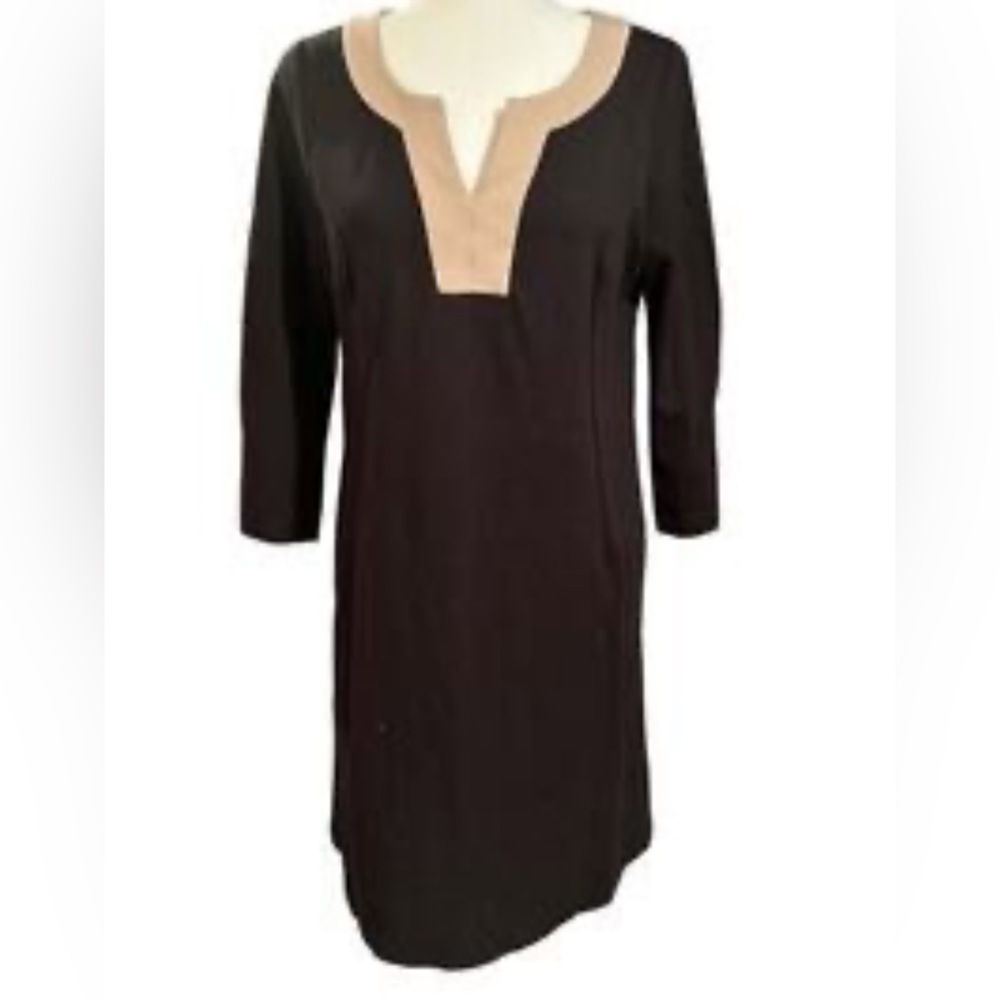 Talbots Black and Tan Ponte Knit Dress - Women’s Size 4P
